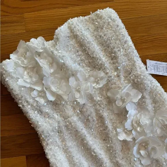 helsi liliana strapless floral appliqué stretch sequin midi dress Anthropologie Helsi Liliana Strapless Floral Appliqué Stretch Sequin Midi  Dress